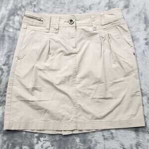 Style&Co Skirt Womens 10P PETITE Tan Khaki Pleated Mini Pencil Zip Pocket Preppy